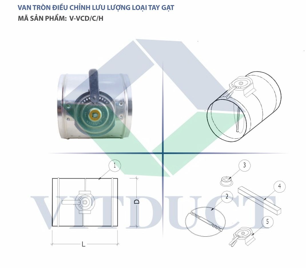 Van tròn điều chỉnh lưu lượng loại tay gạt  V-VCD/C/H