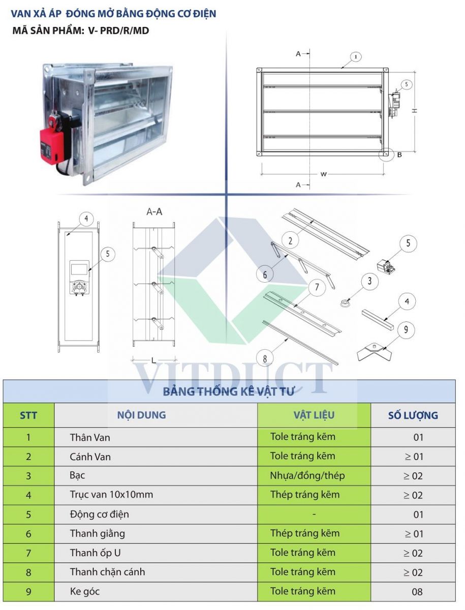 Van xả áp đóng mở bằng động cơ điện: V-PRD/R/MD