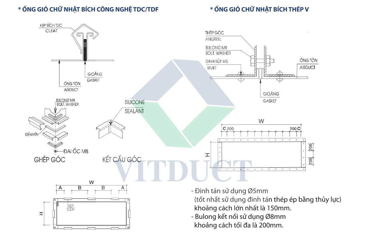 Ống gió chữ nhật: V-DK-R
