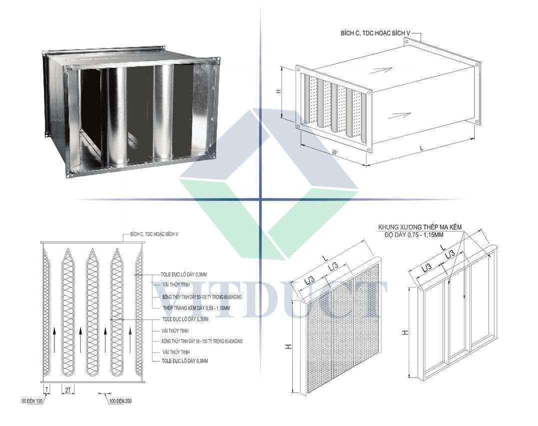 Ống gió tiêu âm có vách ngăn: V-ADS-M
